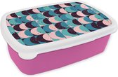 Broodtrommel Roze - Lunchbox - Brooddoos - Meisjes - Verf - Patronen - Girl - Kids - Kinderen - 18x12x6 cm - Kinderen - Meisje