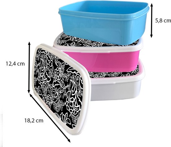 Lunchbox Rose - Lunchbox - Boîte à pain - Motifs - Bloem - Wit - 18x12x6 cm - Enfants - Fille