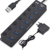 USB Hub 3.0 met USB C Adapter – USB Snellader - USB C Hub 7 Poorten met Voeding – 7x USB-C 3x USB 5V