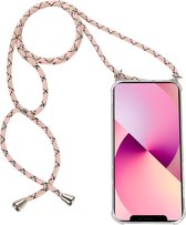 H.K. backcover/achterkant/hoesje met lichtroze met creme Samsung Galaxy A52  + Glasfolie