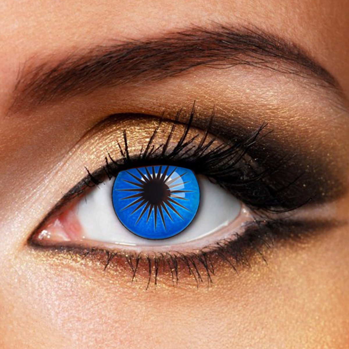 Partylens® kleurlenzen - Blue Star - zachte jaarlenzen met lenshouder - partylenzen