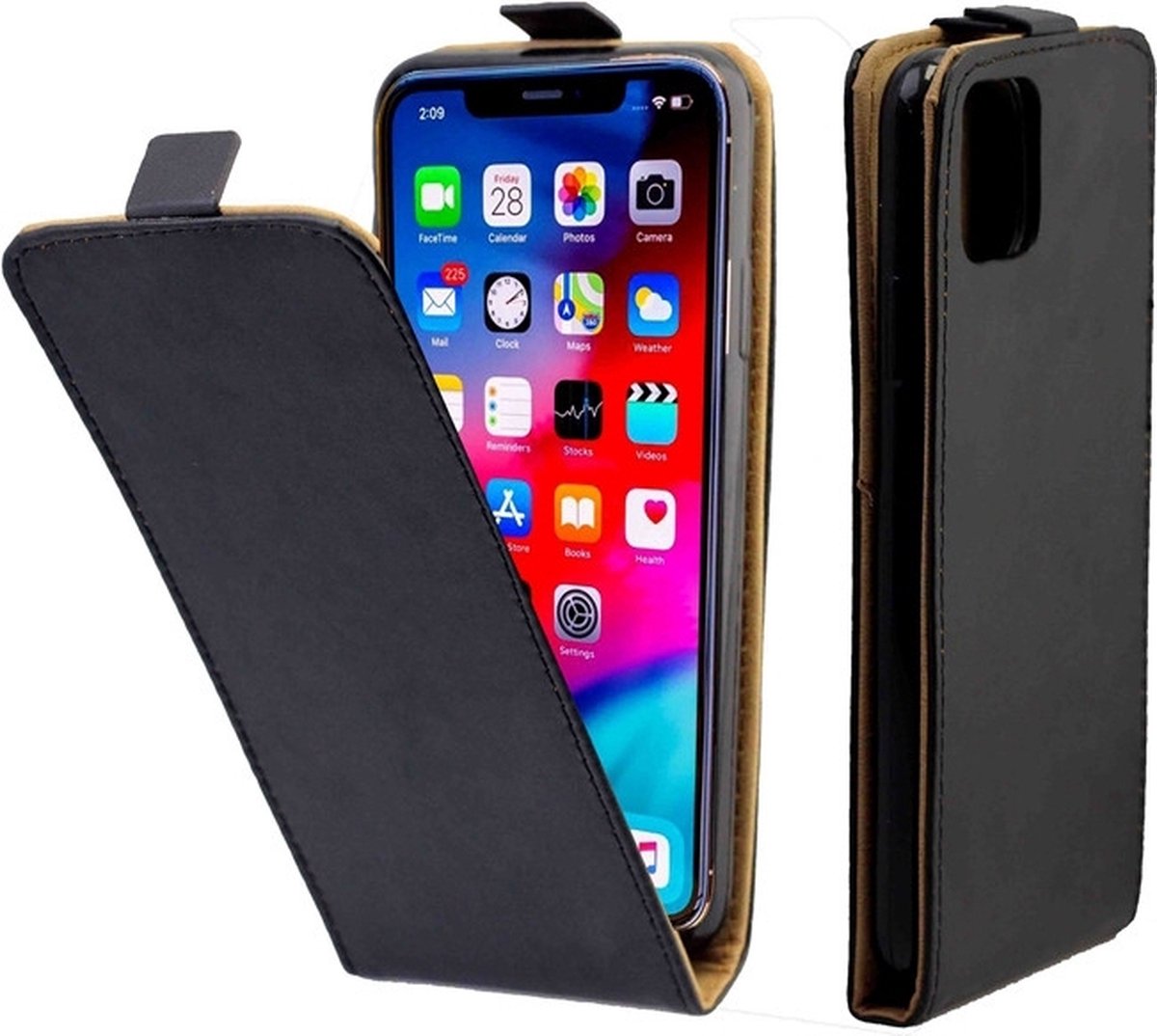Mobigear Telefoonhoesje geschikt voor Apple iPhone 11 Hoesje | Mobigear Business Flipcase | Pasjeshouder voor 1 Pasje | Telefoonhoesje voor Pinpas / OV Kaart / Rijbewijs - Zwart