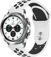 Strap-it Watch 4 & Watch 5 bandje - Samsung Galaxy Watch 4 Classic 42mm sport band - wit/zwart - Geschikt voor Samsung Galaxy Watch 5 Pro – 44mm – 40mm & Galaxy Watch 4 40mm, 44mm