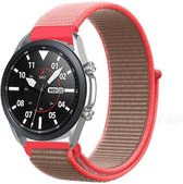 Nylon Smartwatch bandje - Geschikt voor  Samsung Galaxy Watch 3 45mm nylon band - neon pink - Strap-it Horlogeband / Polsband / Armband