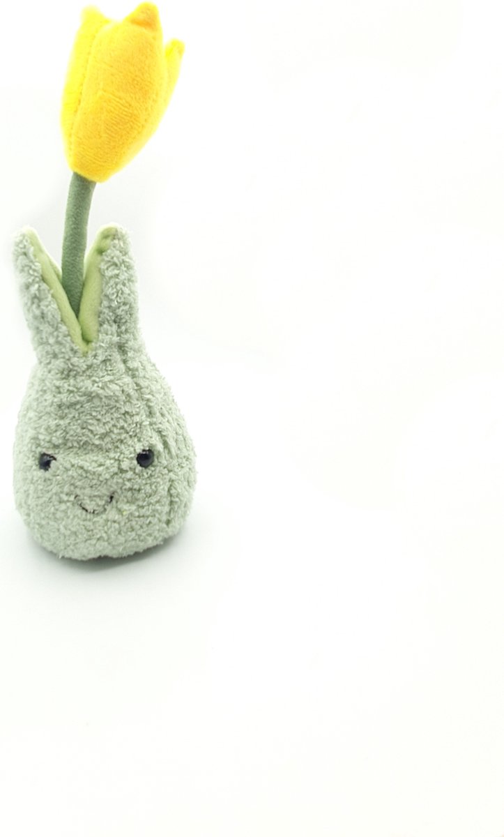 Knuffel, Pluche knuffel zacht geel tulp bloem ,speelgoed, toys, tulpen, tulip, tulpenvaas, decoratie en souvenir van Nederland.