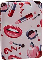make-upspiegel lippen rechthoek 8,5 cm roze/rood