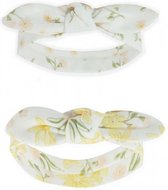haarbandjes Floral meisjes katoen geel/wit 2 stuks