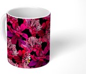 Mok - Koffiemok - Patronen - Bloemen - Roze - Mokken - 350 ML - Beker - Koffiemokken - Theemok