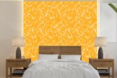 Behang - Fotobehang Paardenbloem - Oranje - Bloemen - Zomer - Breedte 240 cm x hoogte 240 cm