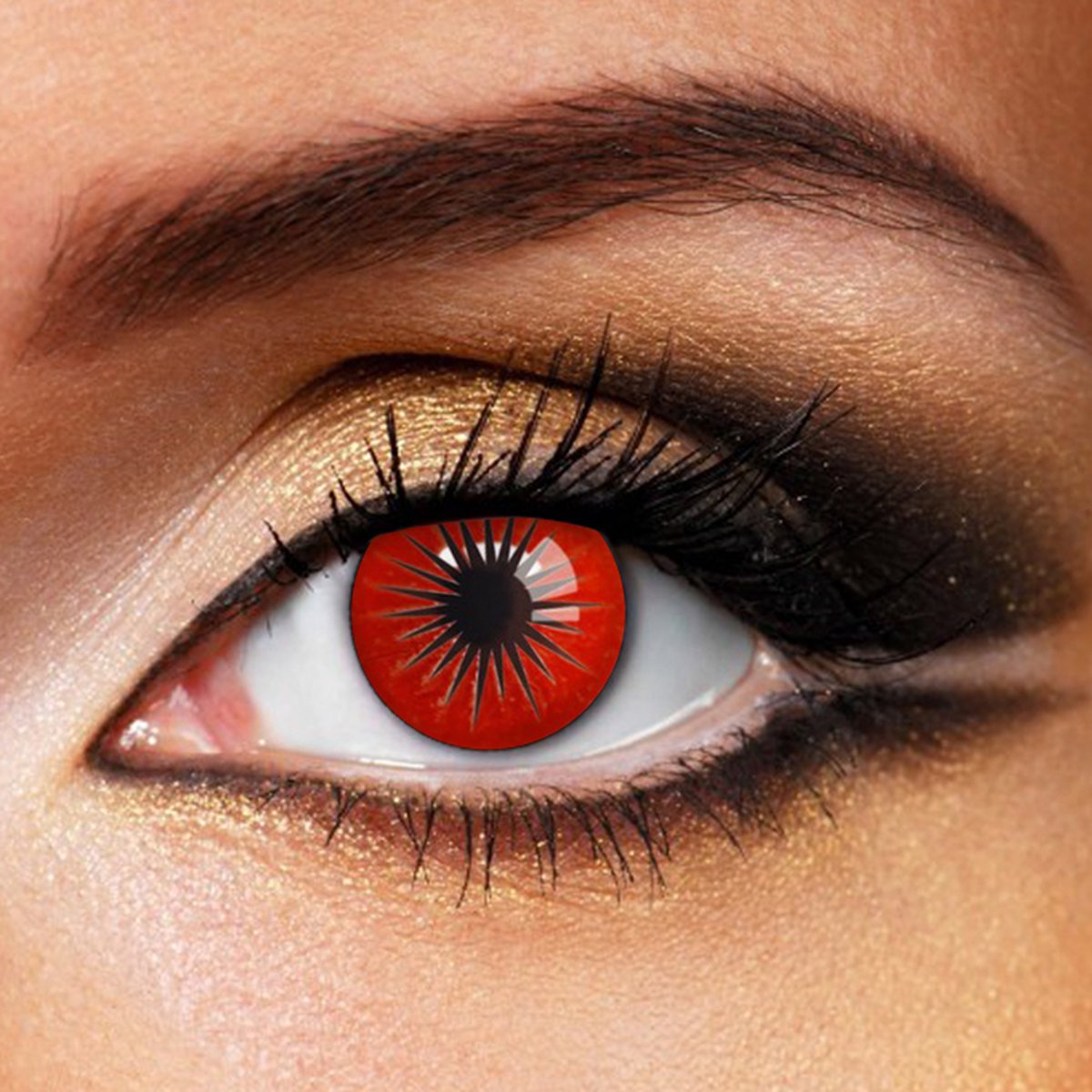 Partylens® kleurlenzen - Red Star - zachte jaarlenzen met lenshouder - partylenzen