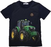 S&c Tractor / Trekker Shirt - Korte Mouw - John Deer - H225 -  Donkerblauw - Maat 122/128