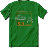Panzer 4 leger T-Shirt | Unisex Army Tank Kleding | Dames / Heren Tanks ww2 shirt | Blueprint | Grappig bouwpakket Cadeau - Donker Groen - L