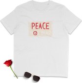 T Shirt Dames - Vrede Geen Oorlog - Korte Mouw - Wit - Maat XL