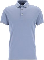 Profuomo slim fit polo - stretch katoen pique - midden blauw -  Maat: L