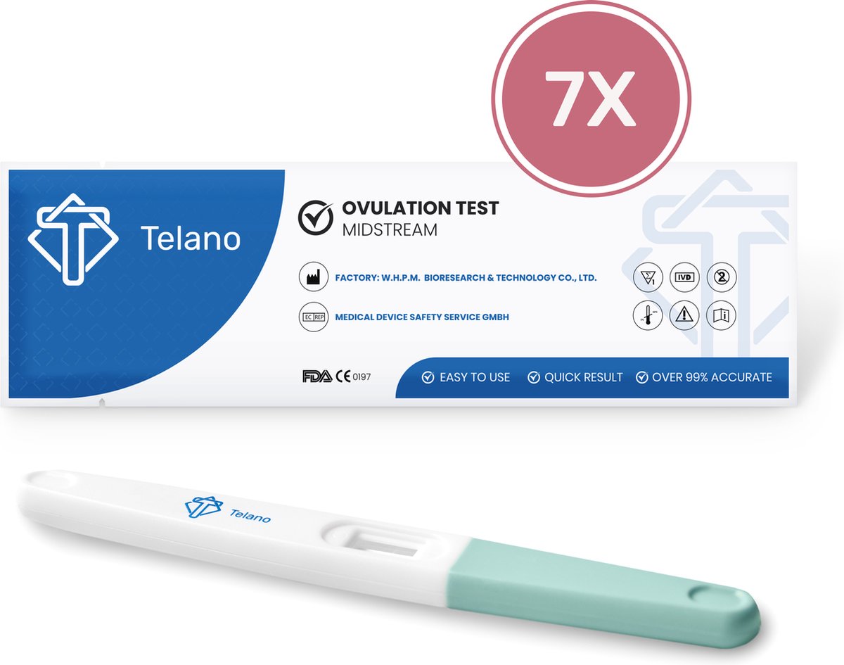 Goedkoopste Telano Ovulatietest Midstream 7 stuks Gevoelig 1x Zwangerschapstest