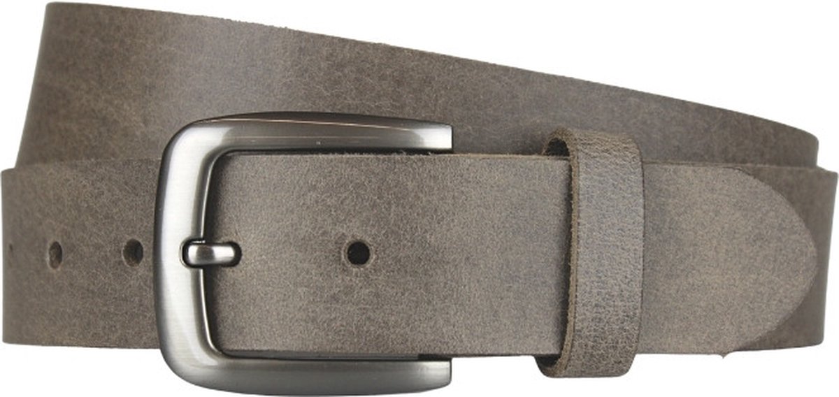 Fana Belts Brede Riem 4 cm Grijs/Taupe - Jeansriem/Broekriem - Taille 115 cm - Totale lengte 130 cm - Rundleer - Dames Riem