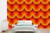 Behang - Fotobehang Design - Retro - Rood - Abstract - Breedte 450 cm x hoogte 300 cm