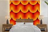 Behang - Fotobehang Design - Retro - Rood - Abstract - Breedte 350 cm x hoogte 350 cm