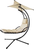 Luxiqo® Hangmat Schommelstoel - Hangstoel - Hangstoel met Frame - Hangmat met Zonwering - Hangstoel met Frame - Hangmat voor Binnen en Buiten - 170 x 115 x 210cm - Beige