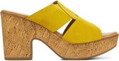 Mace  Slippers / Slides Dames / Damesschoenen - M1070 -  Blokhak Hoogte 8 cm - Geel - Maat 41