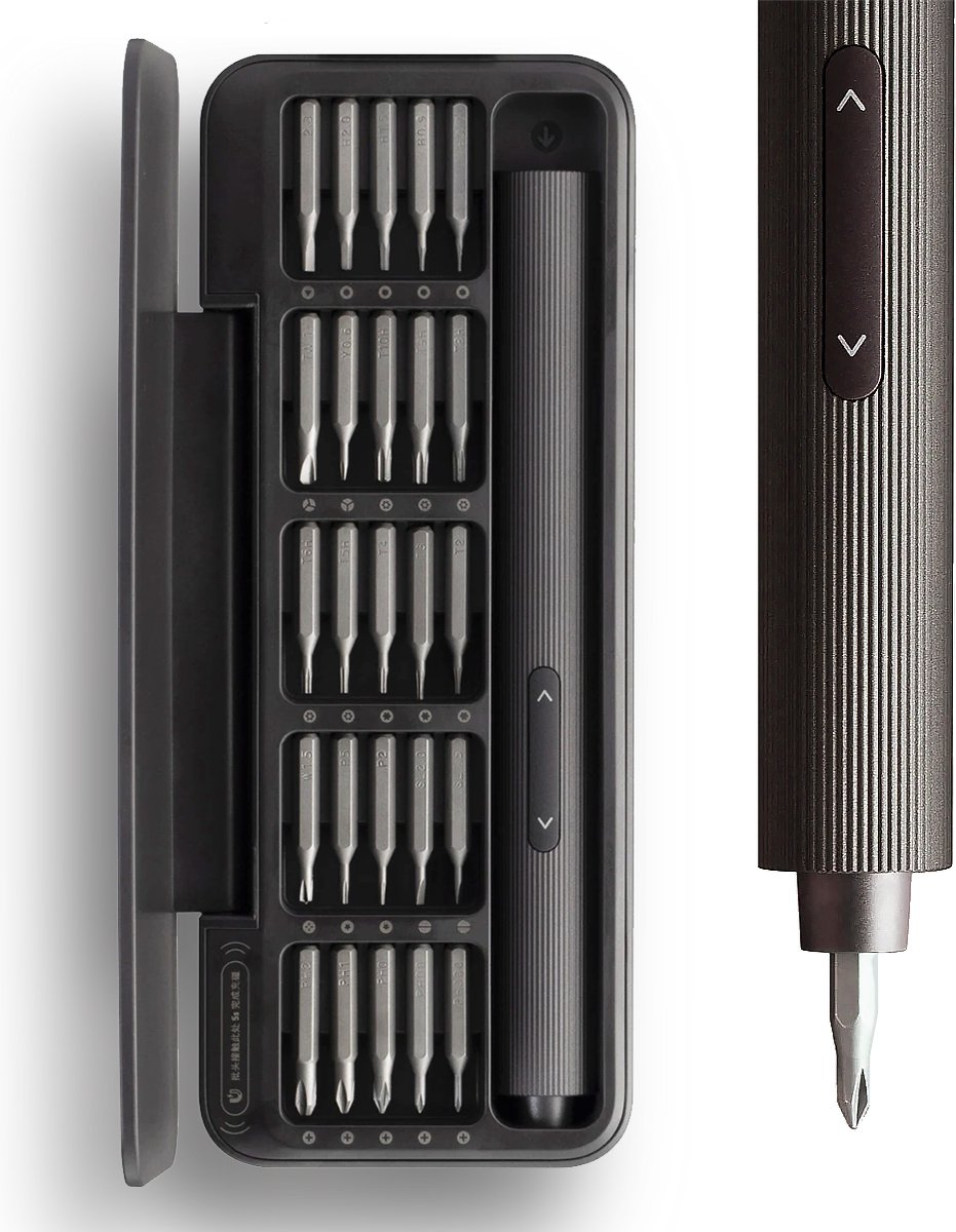 Hoto - Precisie Elektrische Schroevendraaier set – 25 bits hoge kwaliteit - USB-C oplaadbaar – voor professioneel reparatie - zwart