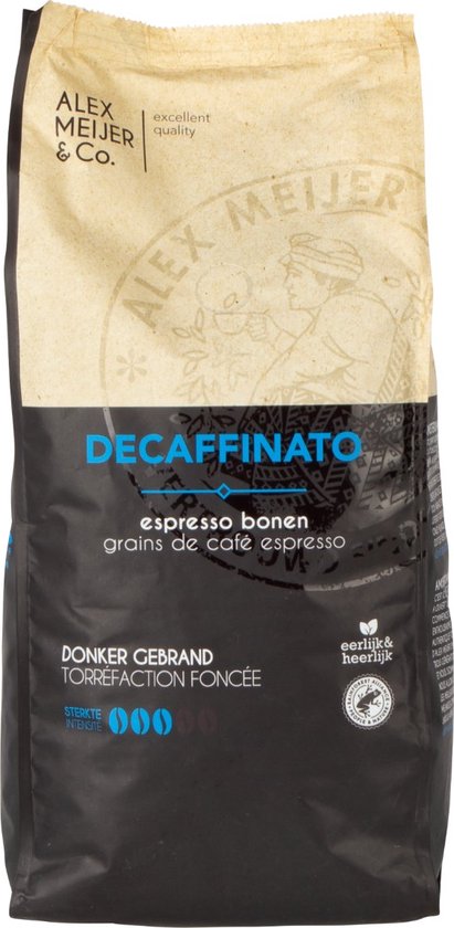 Koffiebonen Decafe Decaffinato Espresso 1 Kilo Zak Alex Meijer