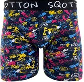 Boxershort - SQOTTON® - Graffiti - Marineblauw - Maat L