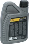 Grijze fles Protecton 2T scooterolie, met gedetailleerd label aan de zijkant. Inclusief 'Performance level API TC'.