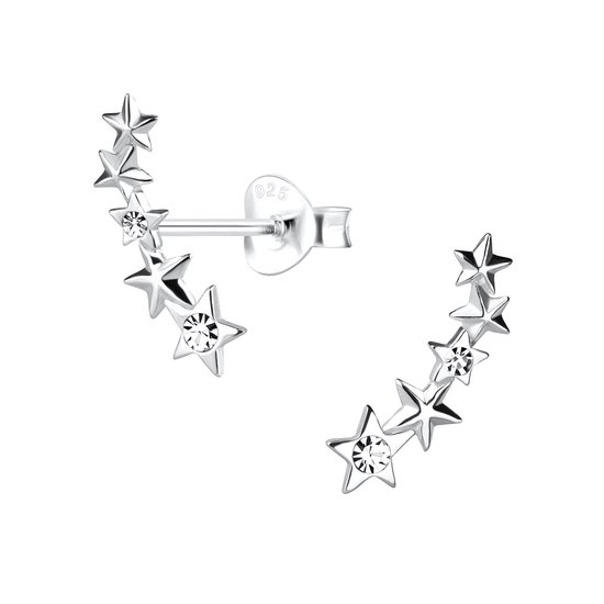 Zilver oorstekers dames sterren zirkonia kristal | oorbellen dames zilver | crystal Ear Studs | zilverana | Sterling 925 Silver
