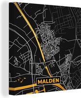 Canvas Schilderij Malden - Plattegrond - Stadskaart - Kaart - Nederland - Goud - 50x50 cm - Wanddecoratie