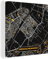 Peinture sur Toile Carte - Or - Bergschenhoek - Carte - Plan de la Ville - 50x50 cm - Décoration murale
