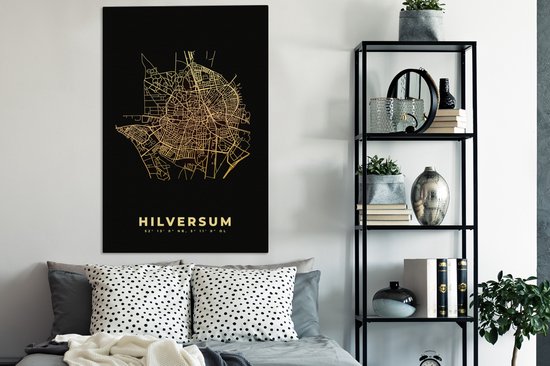 Carte de peinture sur toile - Hilversum - Plan de la ville - Carte - 90x140 cm - Décoration murale
