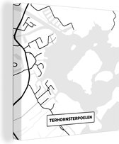 Canvas Schilderij Plattegrond - Terhornsterpoelen - Friesland - Stadskaart - Kaart - 90x90 cm - Wanddecoratie