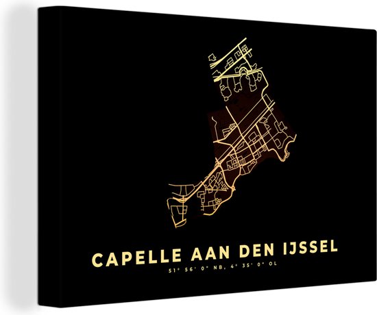 Canvas Schilderij Cappelle aan de IJssel - Kaart - Stadskaart - Plattegrond - 120x80 cm - Wanddecoratie