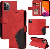 GSMNed – Bookcase iPhone 12/12 Pro – Rouge – Coque iPhone légère – Porte-cartes