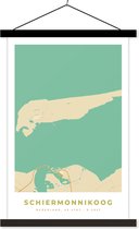 Posterhanger incl. Poster 60x90 cm - Schoolplaat - Eiland - Schiermonnikoog - Plattegrond - Kaart - Stadskaart - Textielposter - Zwarte latten - Plattegrond