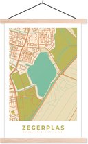 Posterhanger incl. Poster 40x60 cm - Schoolplaat - Vintage - Plattegrond - Zegerplas - Kaart - Stadskaart - Textielposter - Blanke latten - Plattegrond