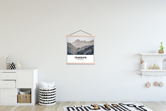 Porte-affiche avec affiche - Affiche scolaire - Tenerife - Espagne - Montagnes - 40x40 cm - Lattes vierges