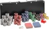 Afbeelding van het spelletje LOODS 21 Pokerset in Aluminium Koffer - 500 Fiches - Speelkaarten, Dealer Fiche en Dobbelstenen - XL