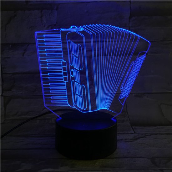 3D Led Lamp Met Gravering - RGB 7 Kleuren - Accordeon
