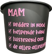 Cadeau emmer - Mam - 12 liter - zwart - cadeau - geschenk - gift - kado - surprise - moederdag