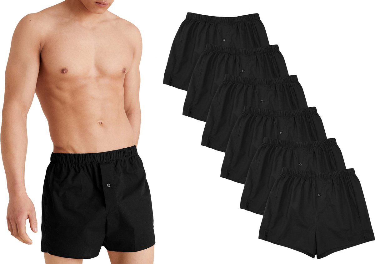 Ondergoed Heren - Losse Boxershort Heren - 6 Pack - Zwart - L - Comfortabele Wijde Boxershorts voor Mannen
