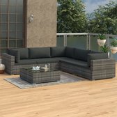 Medina 6-delige Loungeset met kussens poly rattan grijs