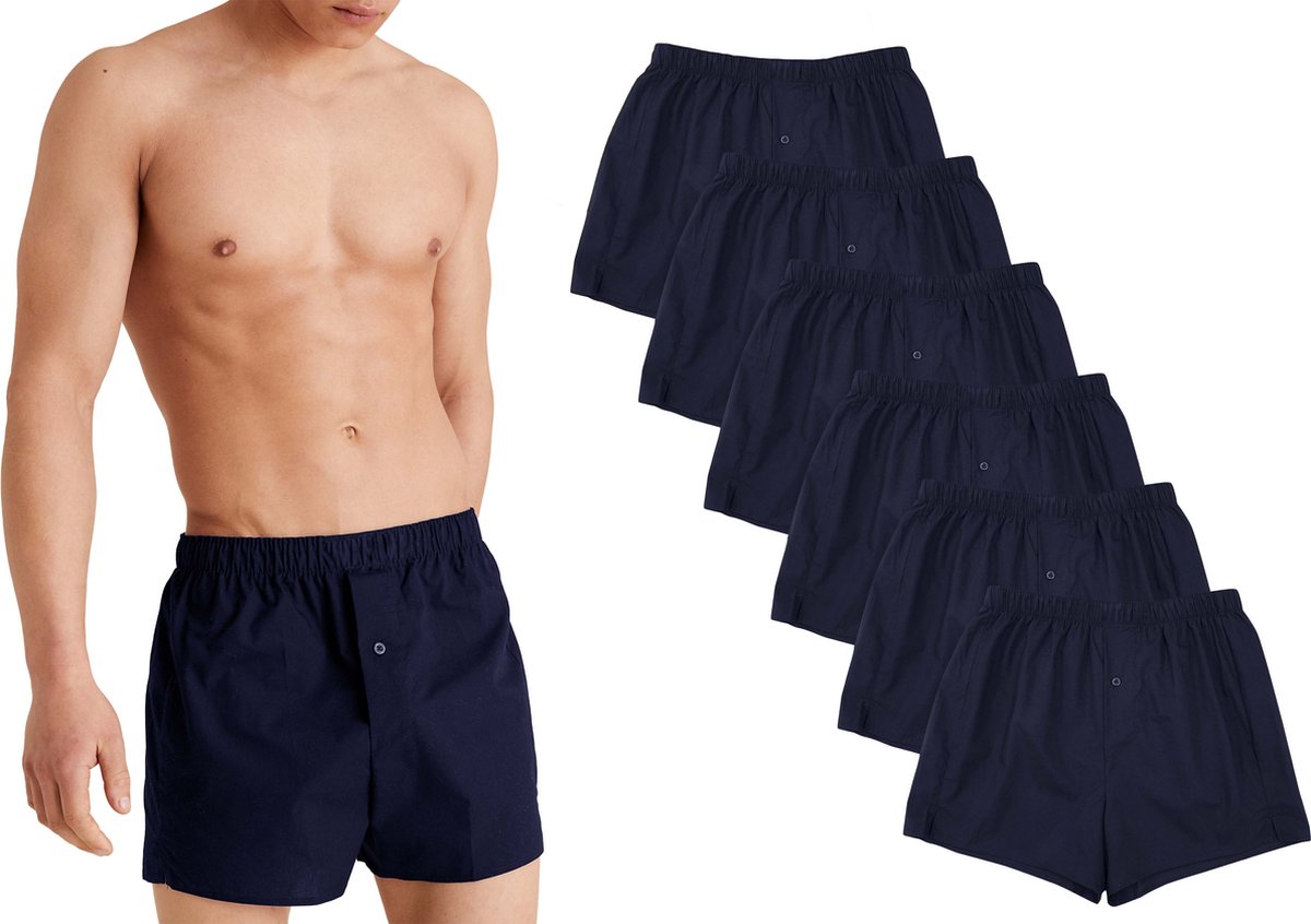 Ondergoed Heren - Losse Boxershort Heren - 6 Pack - Navy Blauw - XL - Comfortabele Wijde Boxershorts voor Mannen - Pierre Calvini