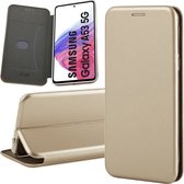 Hoesje geschikt voor Samsung Galaxy A53 - Book Case Lederen Wallet Cover Minimalistisch Pasjeshouder Hoes Goud