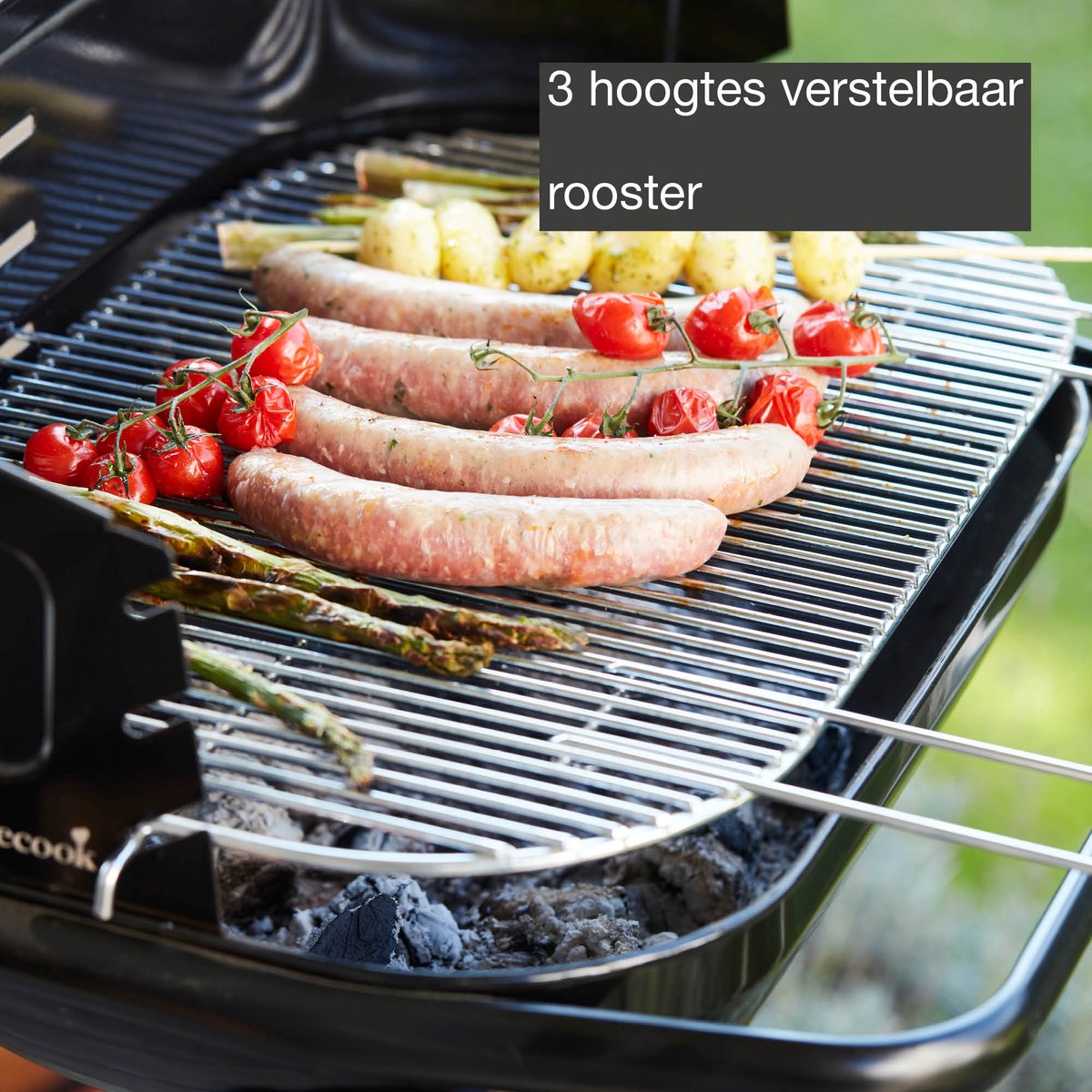 Barbecook Loewy 55 - Houtskool BBQ barbecue - Grilloppervlak 55x33cm - Incl. Windscherm, BBQ rooster en asopvangpot - Zwart – foto 3