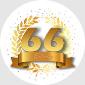 24x Verjaardag ronde stickers 66 jaar - Happy Birthday Feest Stickervellen Kinderen Volwassenen Cadeau Sticker
