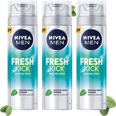 Nivea For Men Fresh Kick Scheerschuim - Pak Je Voordeel - 3 x 200 ml