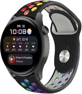 Siliconen Smartwatch bandje - Geschikt voor  Huawei Watch 3 - Pro sport band - zwart kleurrijk - Strap-it Horlogeband / Polsband / Armband