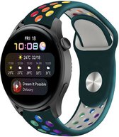 Siliconen Smartwatch bandje - Geschikt voor  Huawei Watch 3 - Pro sport band - dennengroen kleurrijk - Strap-it Horlogeband / Polsband / Armband